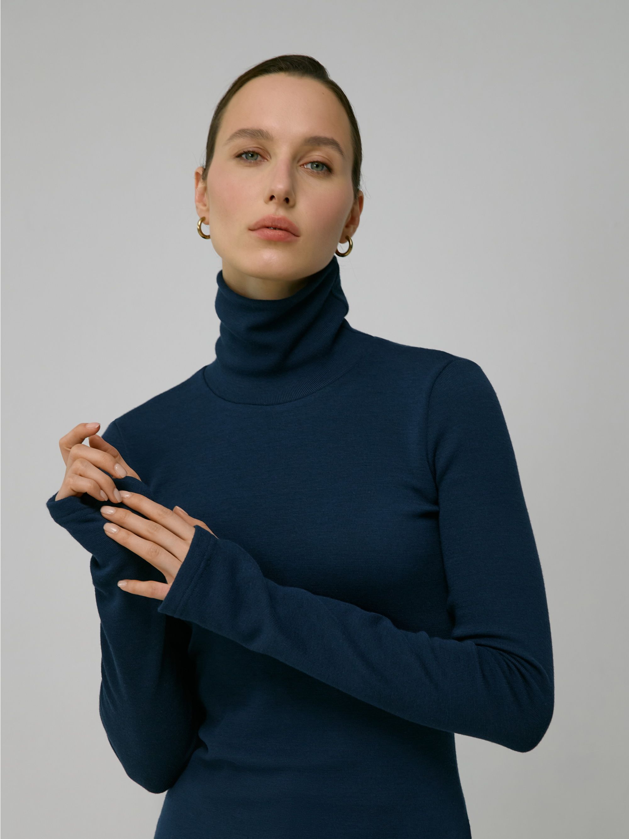 Turtleneck sweater in two options: with collar band and hood, pattern ...