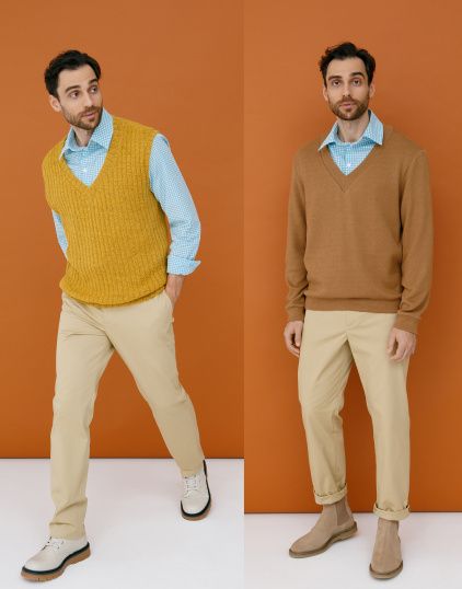 Men’s knit jumper and waistcoat, pattern №815