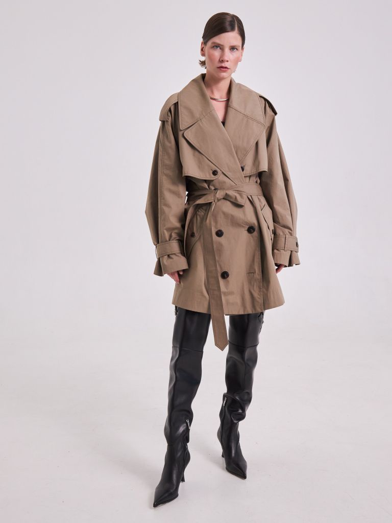 Beige trench coat