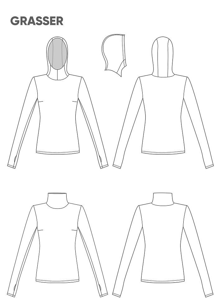 Turtleneck sweater in two options: with collar band and hood, pattern №913